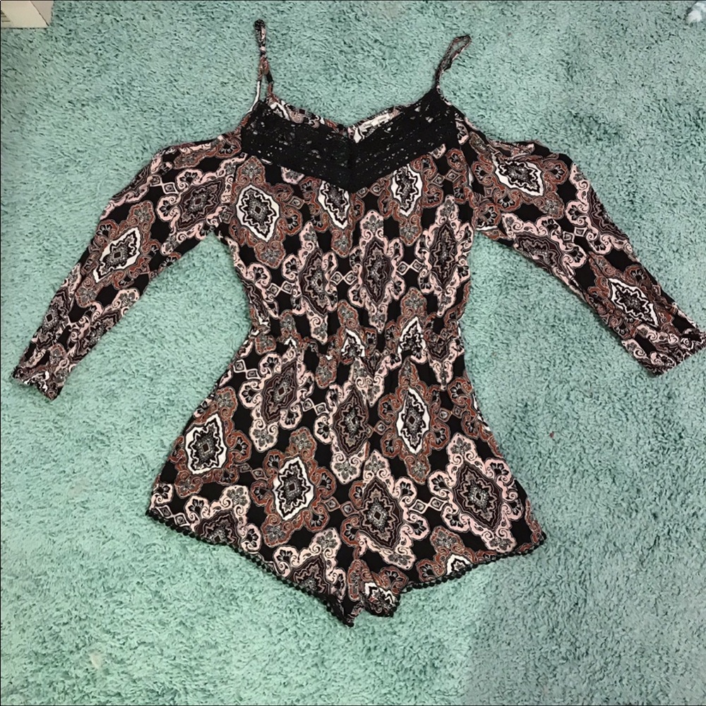 Charlotte Russe Bohemian Boho Cold Shoulder Romper